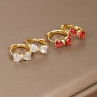 1 Pair Ig Style Shiny Bow Knot Plating Inlay Copper Zircon 18k Gold Plated Earrings main image 5