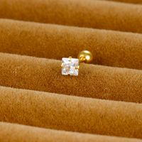 1 Piece Simple Style Square Plating Inlay Stainless Steel Zircon Ear Studs main image 5