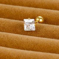 1 Piece Simple Style Square Plating Inlay Stainless Steel Zircon Ear Studs sku image 3