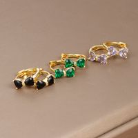 1 Pair Ig Style Shiny Bow Knot Plating Inlay Copper Zircon 18k Gold Plated Earrings main image 4