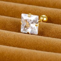 1 Piece Simple Style Square Plating Inlay Stainless Steel Zircon Ear Studs sku image 6