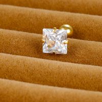 1 Piece Simple Style Square Plating Inlay Stainless Steel Zircon Ear Studs sku image 4