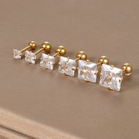 1 Piece Simple Style Square Plating Inlay Stainless Steel Zircon Ear Studs main image 3