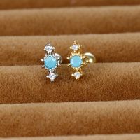 1 Piece Ig Style Simple Style Round Plating Inlay Stainless Steel Zircon Ear Studs main image 1