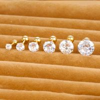 1 Piece Simple Style Round Plating Inlay Stainless Steel Zircon Cartilage Earrings main image 1