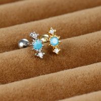 1 Piece Ig Style Simple Style Round Plating Inlay Stainless Steel Zircon Ear Studs main image 3