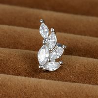1 Piece Ig Style Shiny Leaves Plating Inlay Stainless Steel Zircon Ear Studs sku image 2