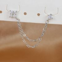 1 Piece Ig Style Flower Plating Chain Inlay Copper Zircon Ear Studs sku image 7