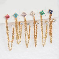 1 Piece Ig Style Flower Plating Chain Inlay Copper Zircon Ear Studs main image 1