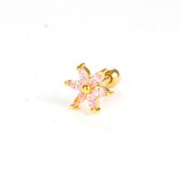 1 Piece Shiny Flower Plating Inlay Stainless Steel Zircon Ear Studs main image 2