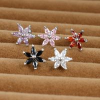 1 Piece Shiny Flower Plating Inlay Stainless Steel Zircon Ear Studs main image 1