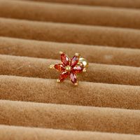 1 Piece Shiny Flower Plating Inlay Stainless Steel Zircon Ear Studs main image 3