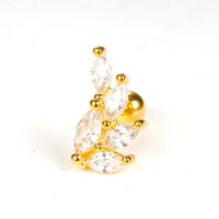 1 Piece Ig Style Shiny Leaves Plating Inlay Stainless Steel Zircon Ear Studs main image 4