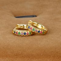 1 Pair Ig Style Round Plating Inlay Copper Zircon 18k Gold Plated Earrings sku image 1