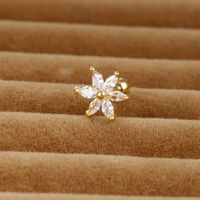 1 Pièce Brillant Fleur Placage Incruster Acier Inoxydable Zircon Boucles D'oreilles main image 4