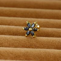 1 Piece Shiny Flower Plating Inlay Stainless Steel Zircon Ear Studs sku image 6