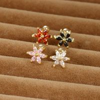 1 Piece Shiny Flower Plating Inlay Stainless Steel Zircon Ear Studs main image 5