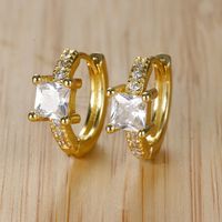 1 Pair Ig Style Simple Style Rectangle Plating Inlay Copper Zircon Earrings main image 5