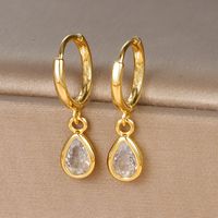 1 Pair Ig Style Simple Style Water Droplets Plating Inlay Copper Zircon Drop Earrings main image 5