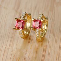 1 Pair Ig Style Simple Style Rectangle Plating Inlay Copper Zircon Earrings main image 4