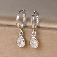 1 Pair Ig Style Simple Style Water Droplets Plating Inlay Copper Zircon Drop Earrings sku image 4