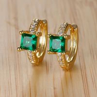 1 Pair Ig Style Simple Style Rectangle Plating Inlay Copper Zircon Earrings main image 2