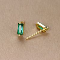 1 Pair Simple Style Rectangle Plating Inlay Copper Zircon Ear Studs main image 2
