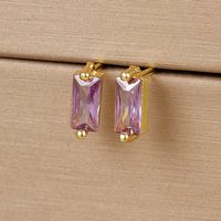 1 Pair Simple Style Rectangle Plating Inlay Copper Zircon Ear Studs sku image 7