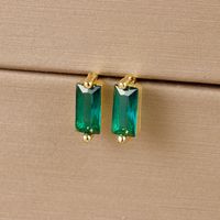 1 Pair Simple Style Rectangle Plating Inlay Copper Zircon Ear Studs sku image 11