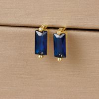 1 Pair Simple Style Rectangle Plating Inlay Copper Zircon Ear Studs sku image 3