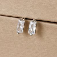 1 Pair Simple Style Rectangle Plating Inlay Copper Zircon Ear Studs sku image 2