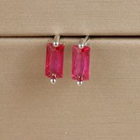 1 Paire Style Simple Rectangle Placage Incruster Le Cuivre Zircon Boucles D'oreilles sku image 6