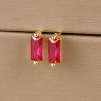 1 Pair Simple Style Rectangle Plating Inlay Copper Zircon Ear Studs sku image 5