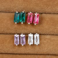 1 Pair Simple Style Rectangle Plating Inlay Copper Zircon Ear Studs main image 4