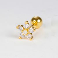 1 Pièce Sucré Brillant Fleur Placage Incruster Acier Inoxydable Zircon Boucles D'oreilles main image 2