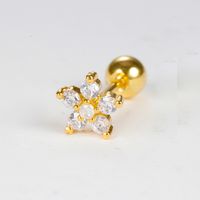 1 Piece Sweet Shiny Flower Plating Inlay Stainless Steel Zircon Ear Studs main image 2