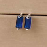 1 Paire Style Simple Rectangle Placage Incruster Le Cuivre Zircon Boucles D'oreilles sku image 4