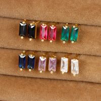 1 Pair Simple Style Rectangle Plating Inlay Copper Zircon Ear Studs main image 6