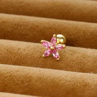 1 Piece Shiny Flower Plating Inlay Copper Zircon Ear Studs sku image 3