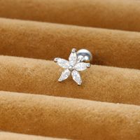 1 Piece Shiny Flower Plating Inlay Copper Zircon Ear Studs sku image 10