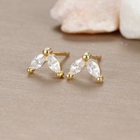 1 Pair Ig Style Geometric Plating Inlay Copper Zircon 18k Gold Plated Ear Studs sku image 1