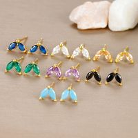 1 Pair Ig Style Geometric Plating Inlay Copper Zircon 18k Gold Plated Ear Studs main image 1