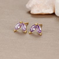 1 Pair Ig Style Geometric Plating Inlay Copper Zircon 18k Gold Plated Ear Studs main image 4