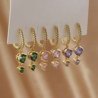 1 Pair Ig Style Shiny Round Inlay Copper Zircon Drop Earrings main image 5