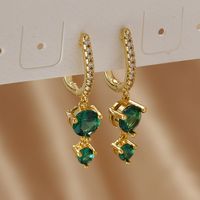 1 Pair Ig Style Shiny Round Inlay Copper Zircon Drop Earrings sku image 5