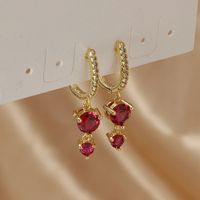 1 Pair Ig Style Shiny Round Inlay Copper Zircon Drop Earrings sku image 6