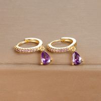 1 Pair Ig Style Shiny Water Droplets Plating Inlay Stainless Steel Zircon Drop Earrings main image 3