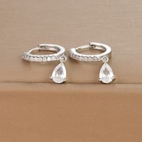 1 Pair Ig Style Shiny Water Droplets Plating Inlay Stainless Steel Zircon Drop Earrings sku image 2