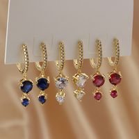 1 Pair Ig Style Shiny Round Inlay Copper Zircon Drop Earrings main image 2