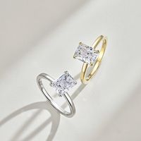 Lady Square Sterling Silver Plating Inlay Zircon Rings main image 2